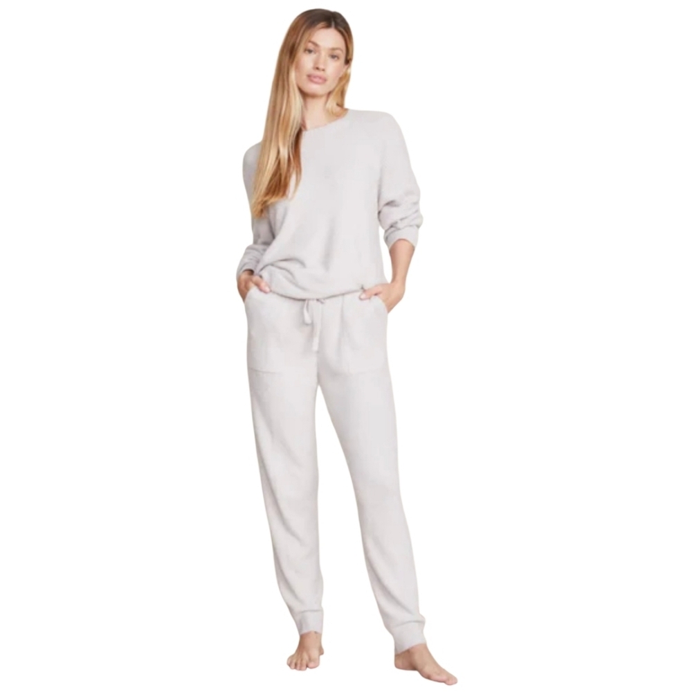 Barefoot Dreams Cozy chic Ultra Lite Jogger Loungewear Crewneck Beige Set Large - Picture 4 of 10